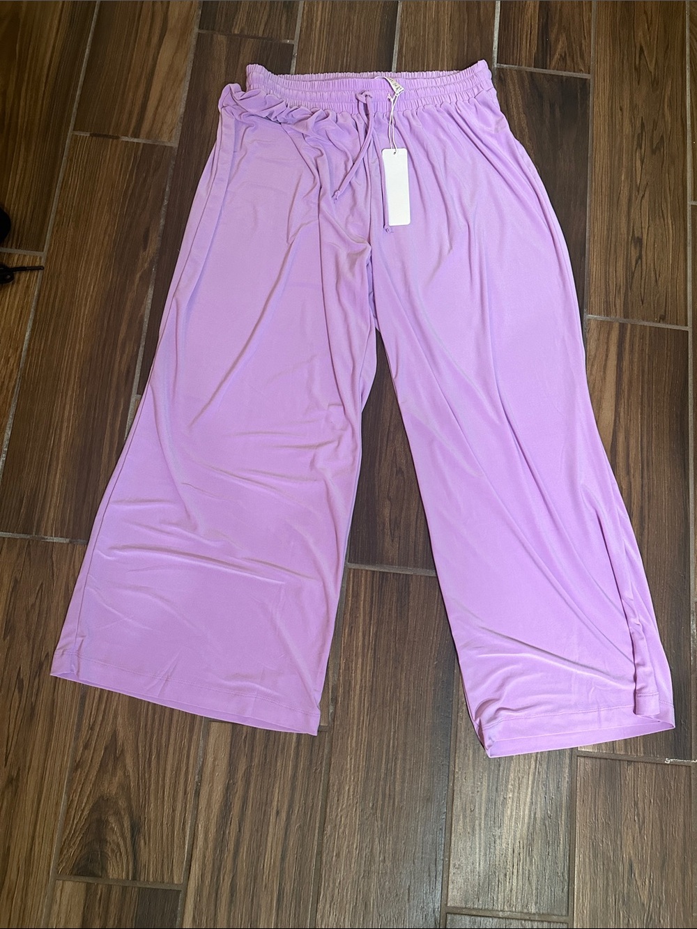 Wide-Leg Lilac Track Pants with Drawstring Waist